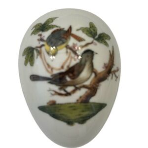 Herend Rothschild Hungary Porcelain Egg trinket box Hand-Painted Birds & Foliage